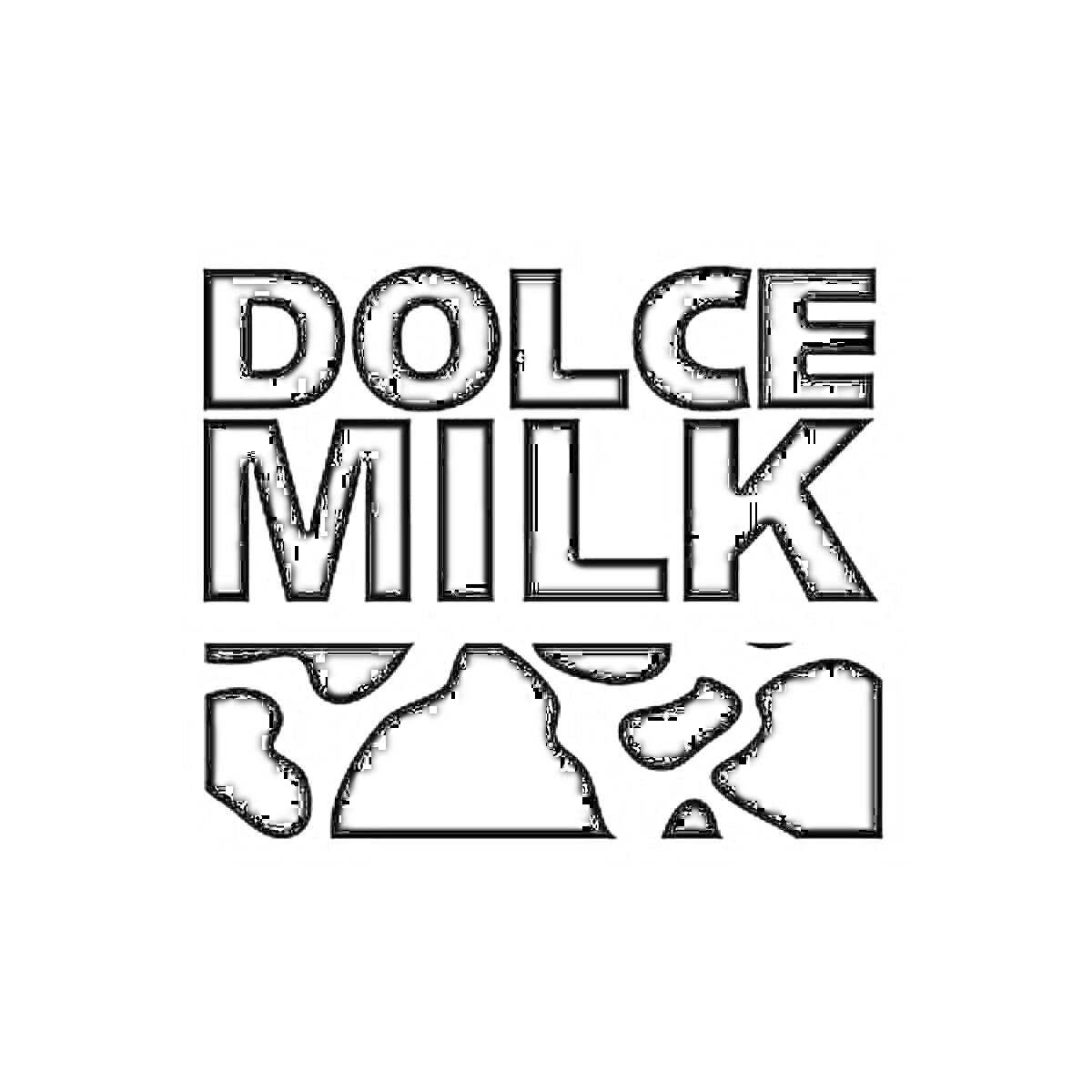 Логотип Dolce Milk с текстом и пятнами