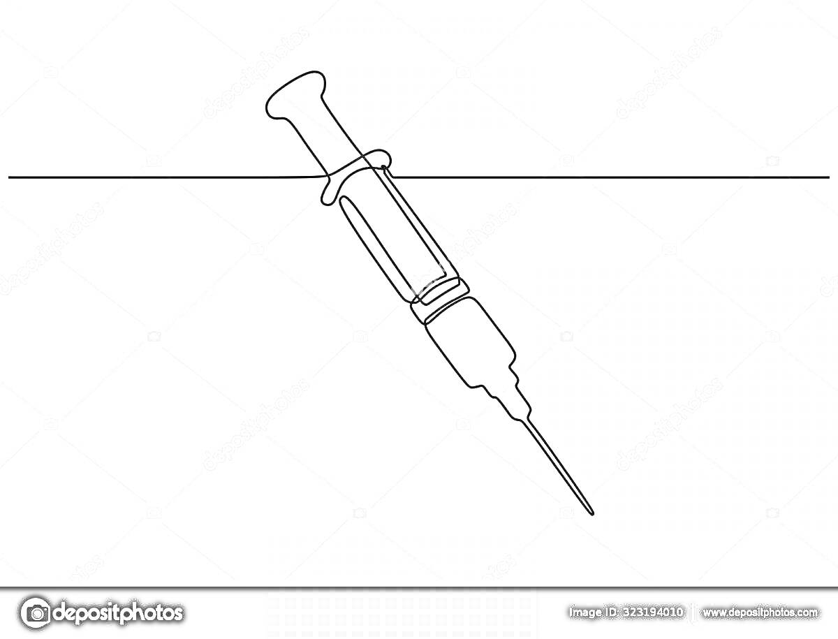 Раскраска Раскраска шприц с иголкой
