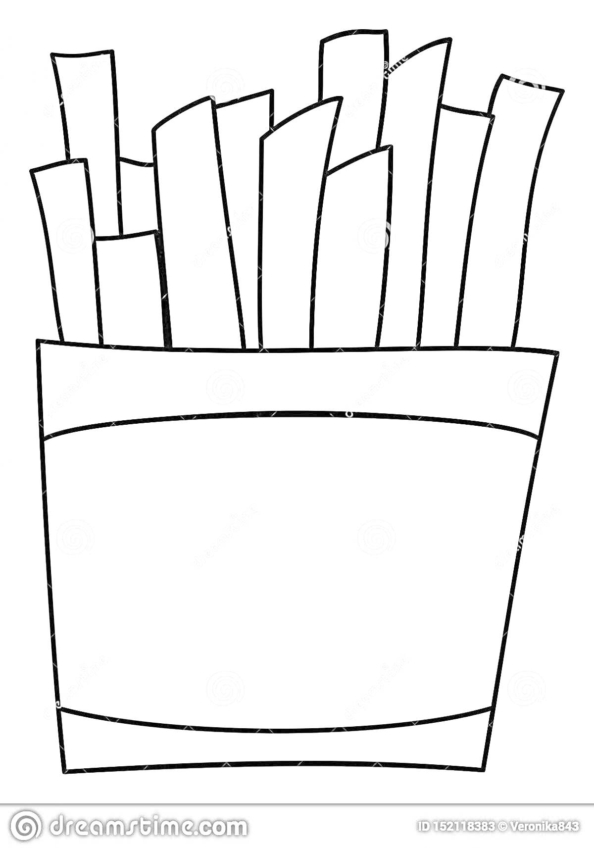 Раскраска Коробка с картошкой фри