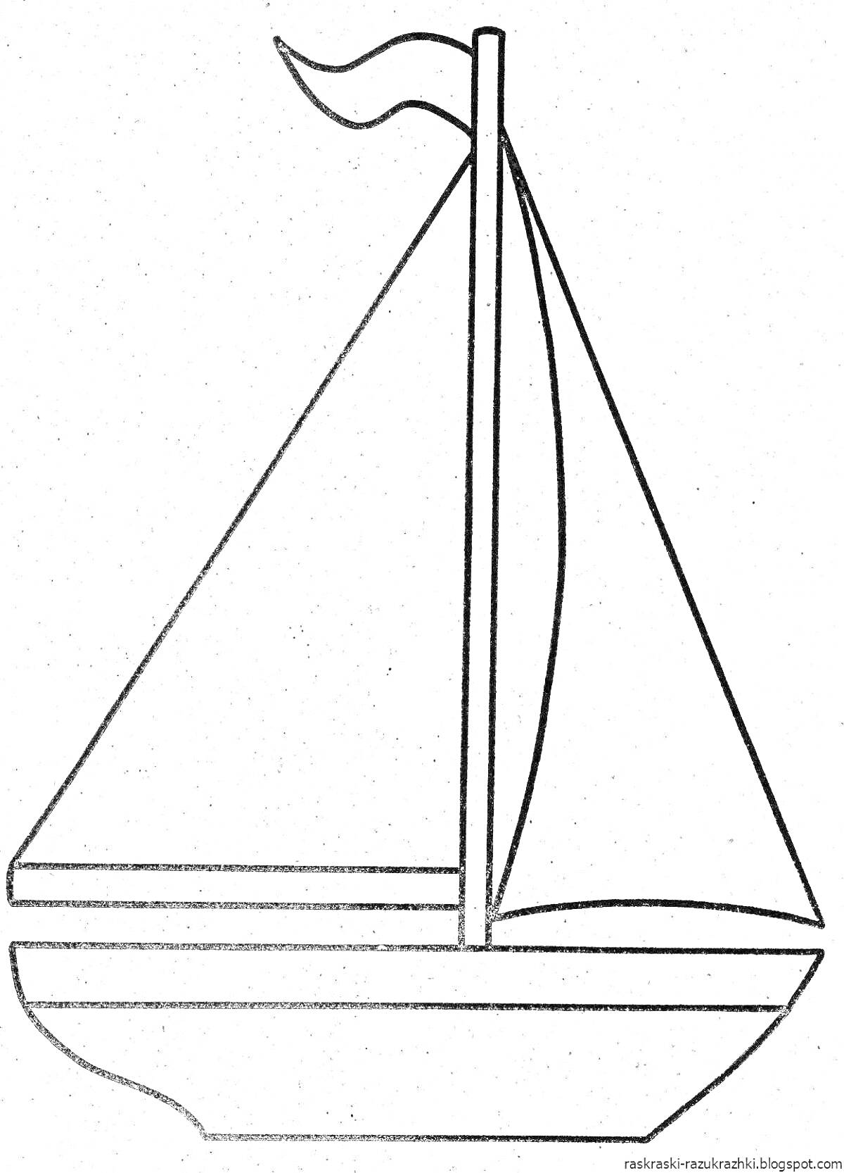 На раскраске изображено: Парусная лодка, Мачта, Флаг, Море, Корабль, Плавание