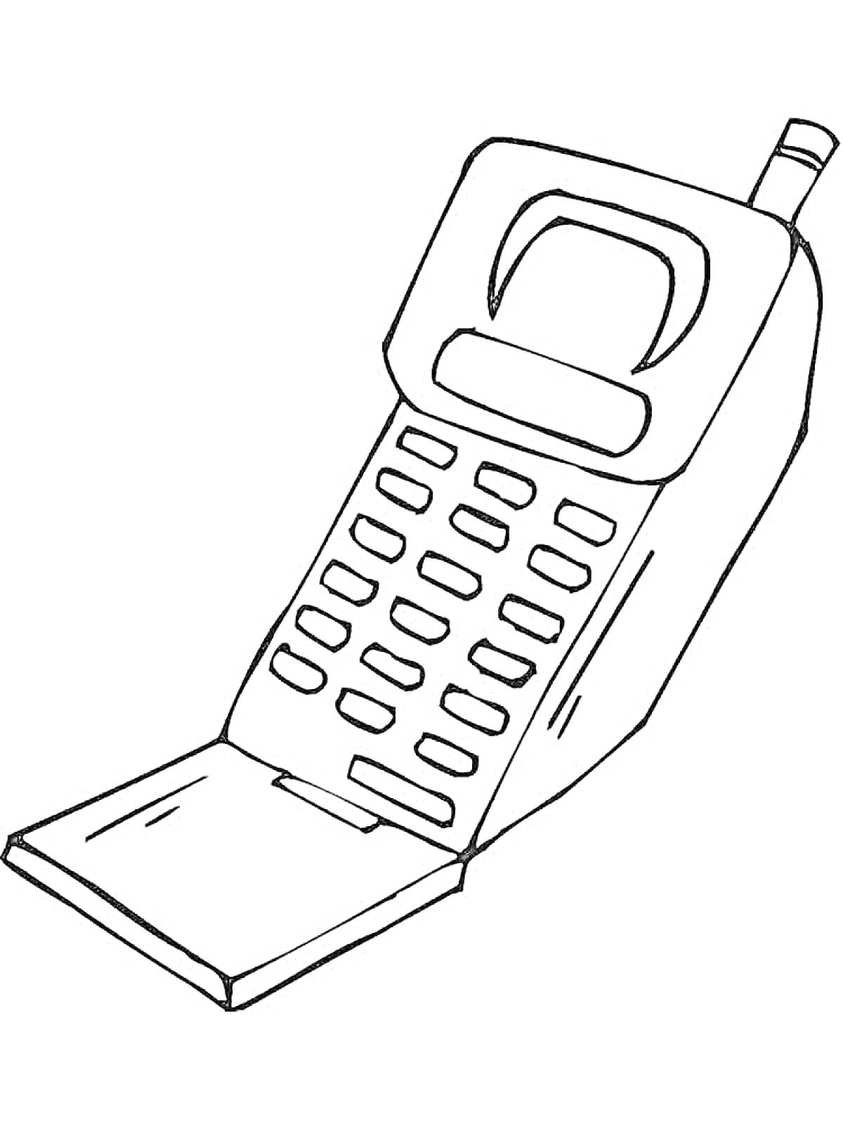 Сотовый телефон с раскладным экраном и кнопочной клавиатурой