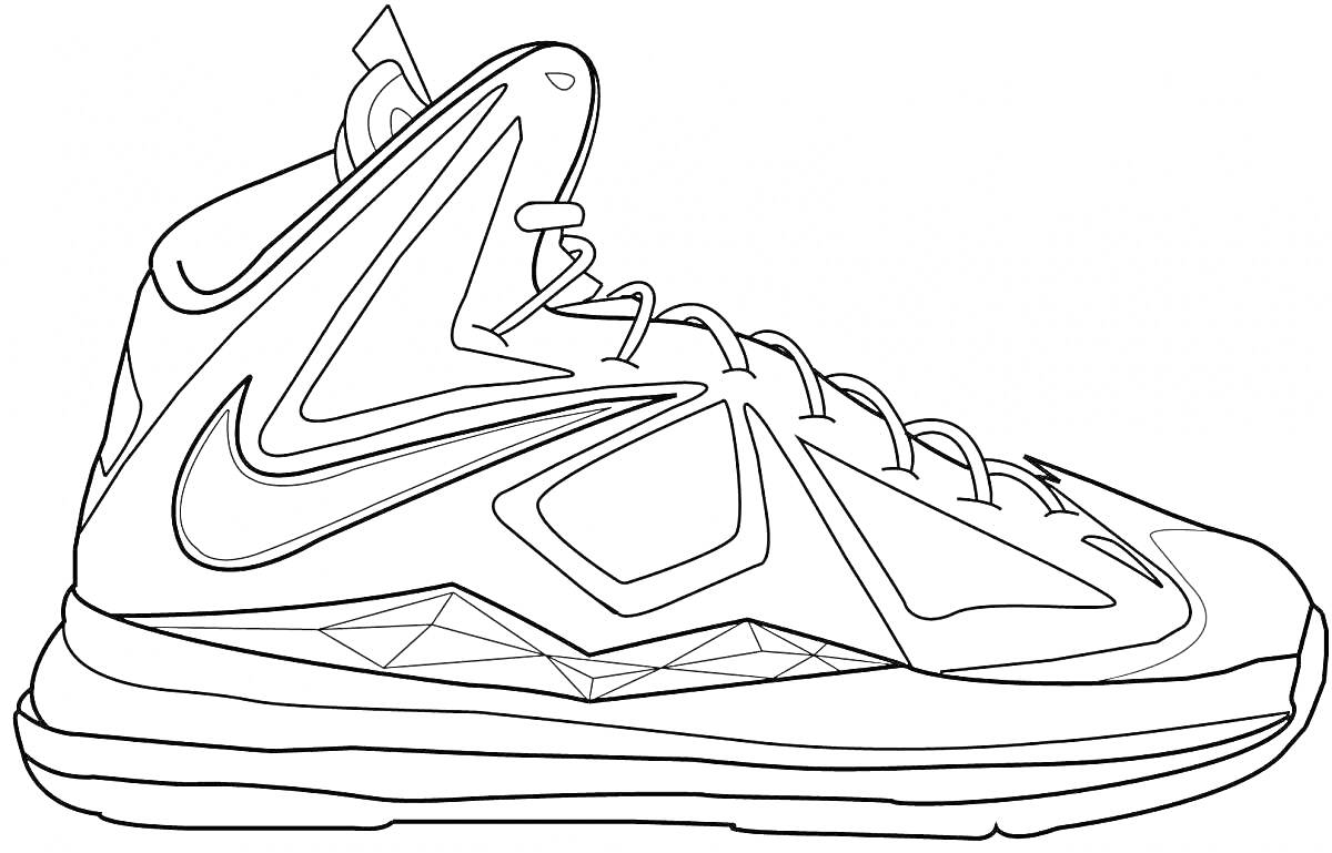 На раскраске изображено: Обувь, Спортивная обувь, Шнурки