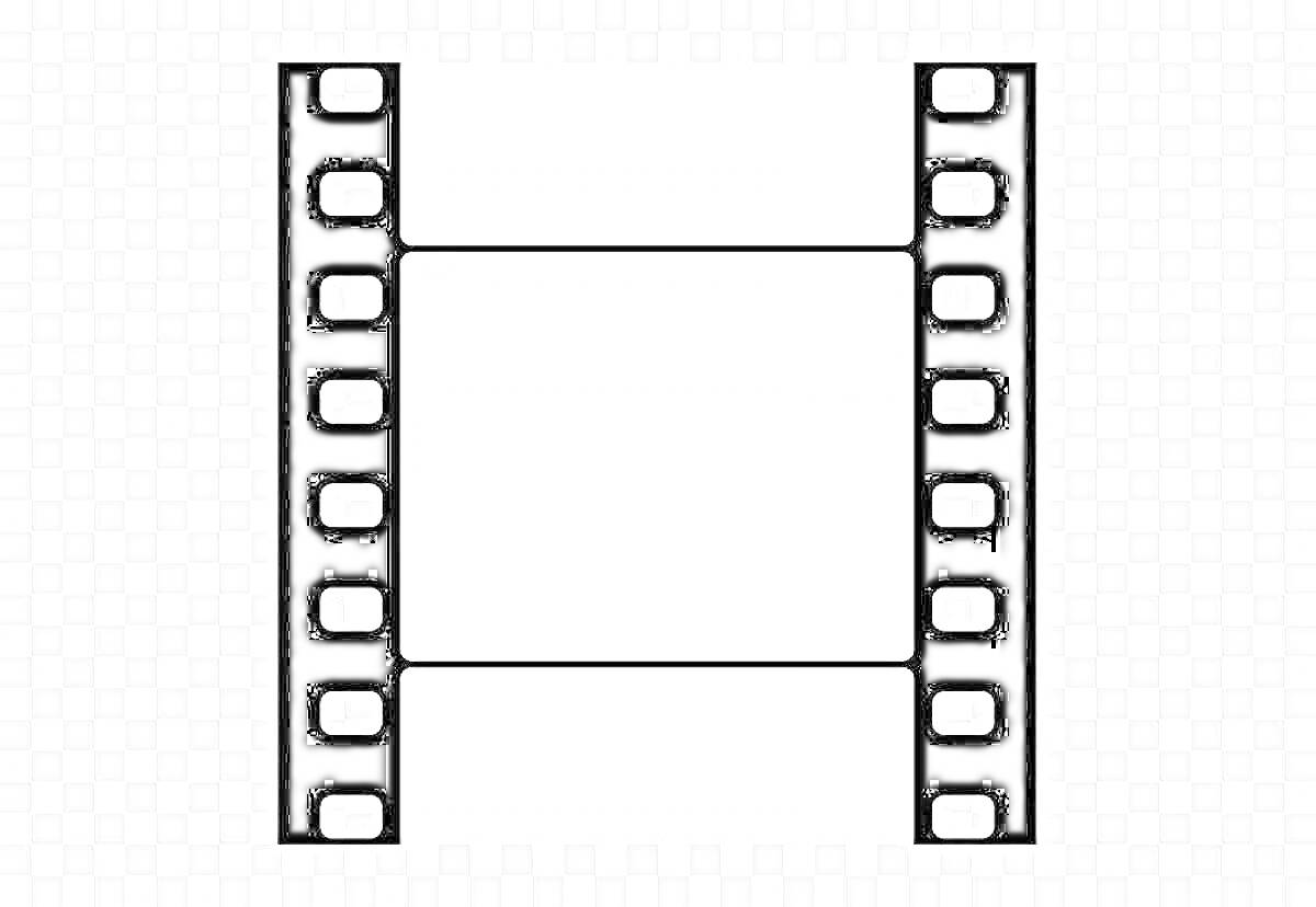 Раскраска Фотопленка с пустыми кадрами и отверстиями для перемотки по краям