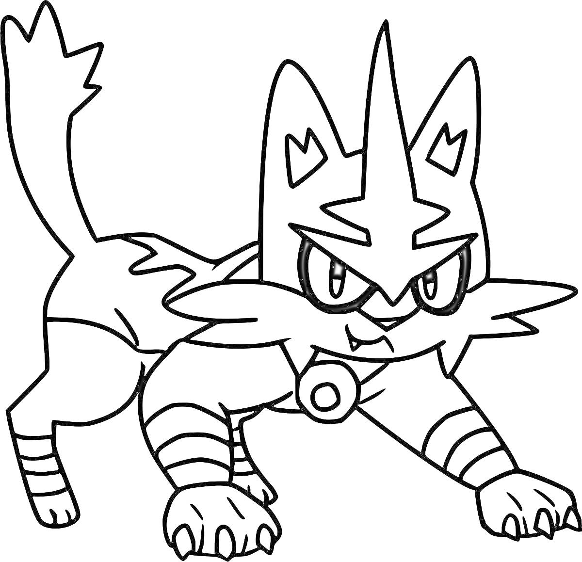 Раскраска Кошка-покемон в агрессивной позе