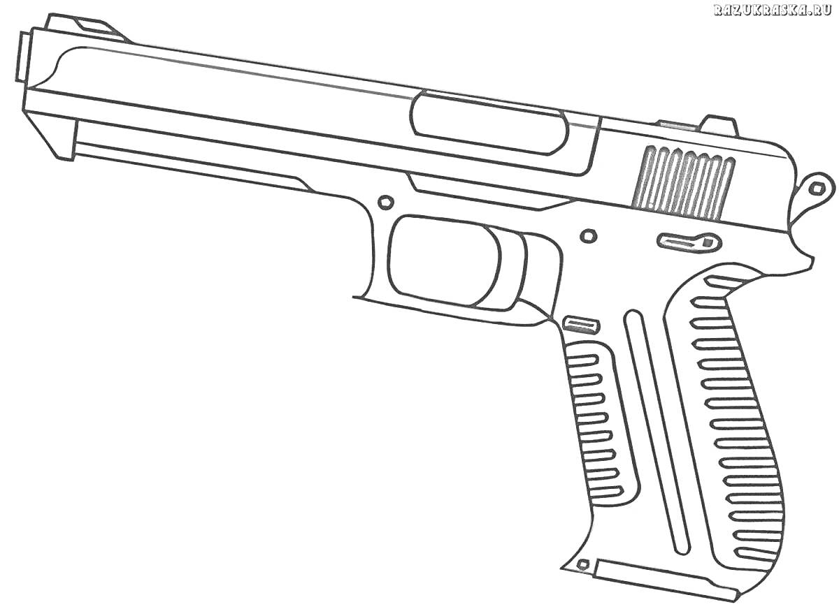 Раскраска Раскраска, пистолет USP из игры Standoff 2, контурное изображение