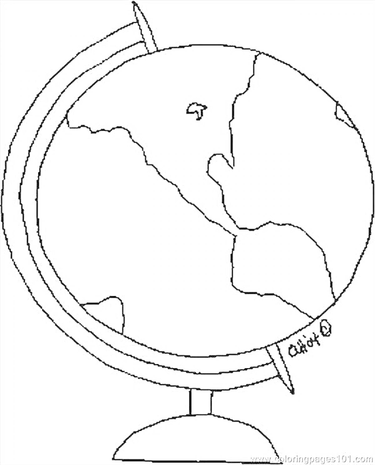 На раскраске изображено: Глобус, Америка, Континенты, Учебное пособие, География, Карта мира, Учеба