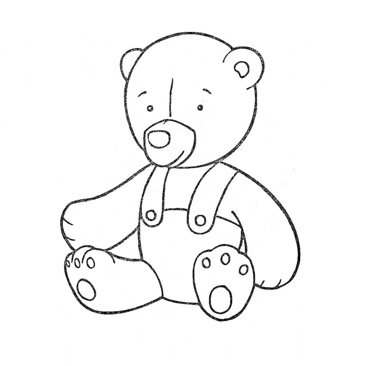 На раскраске изображено: Для детей, Игрушки, Комбинезоны, Медведь, Милые, Сидеть