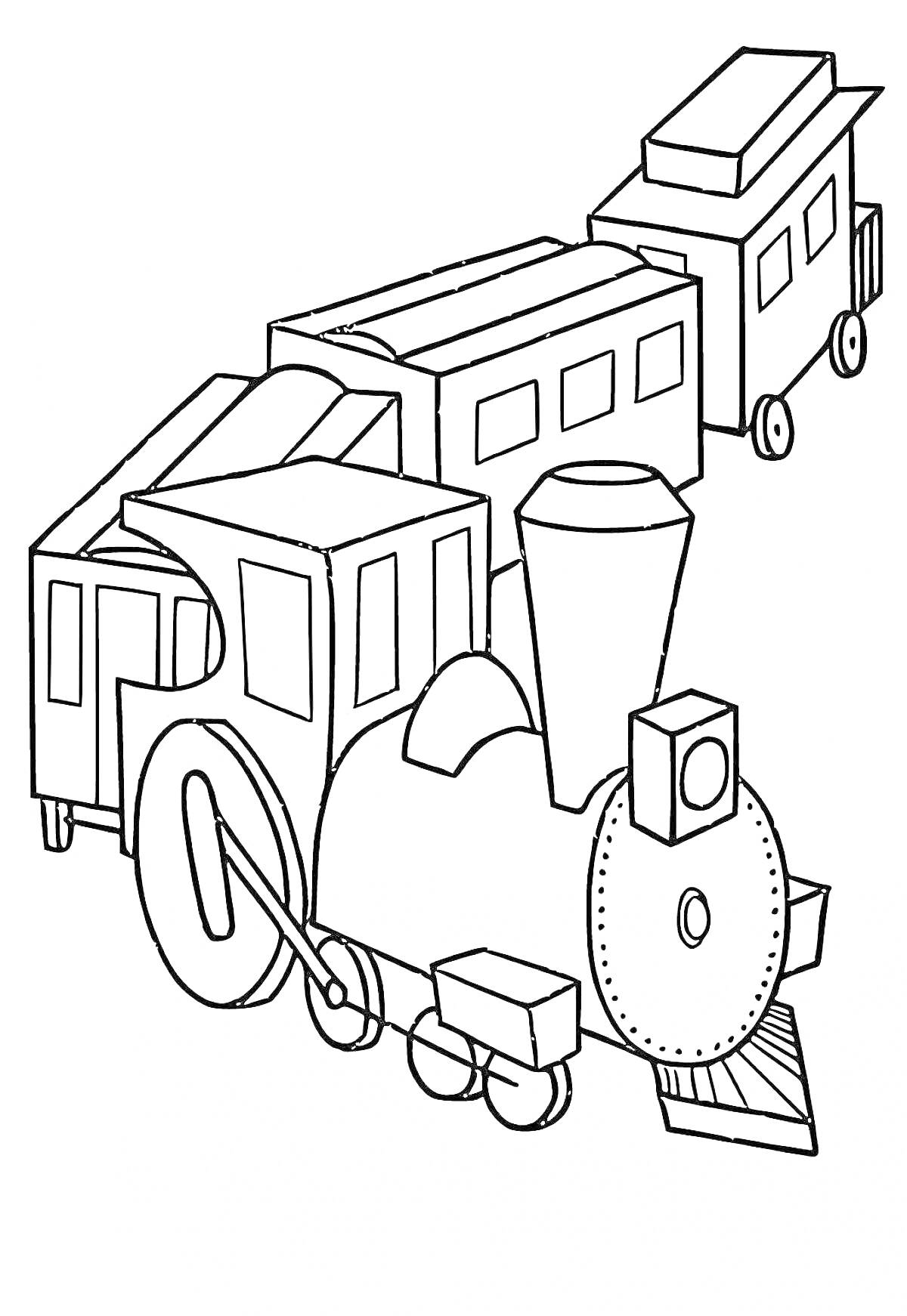 Раскраска Паровоз с вагонами для детей