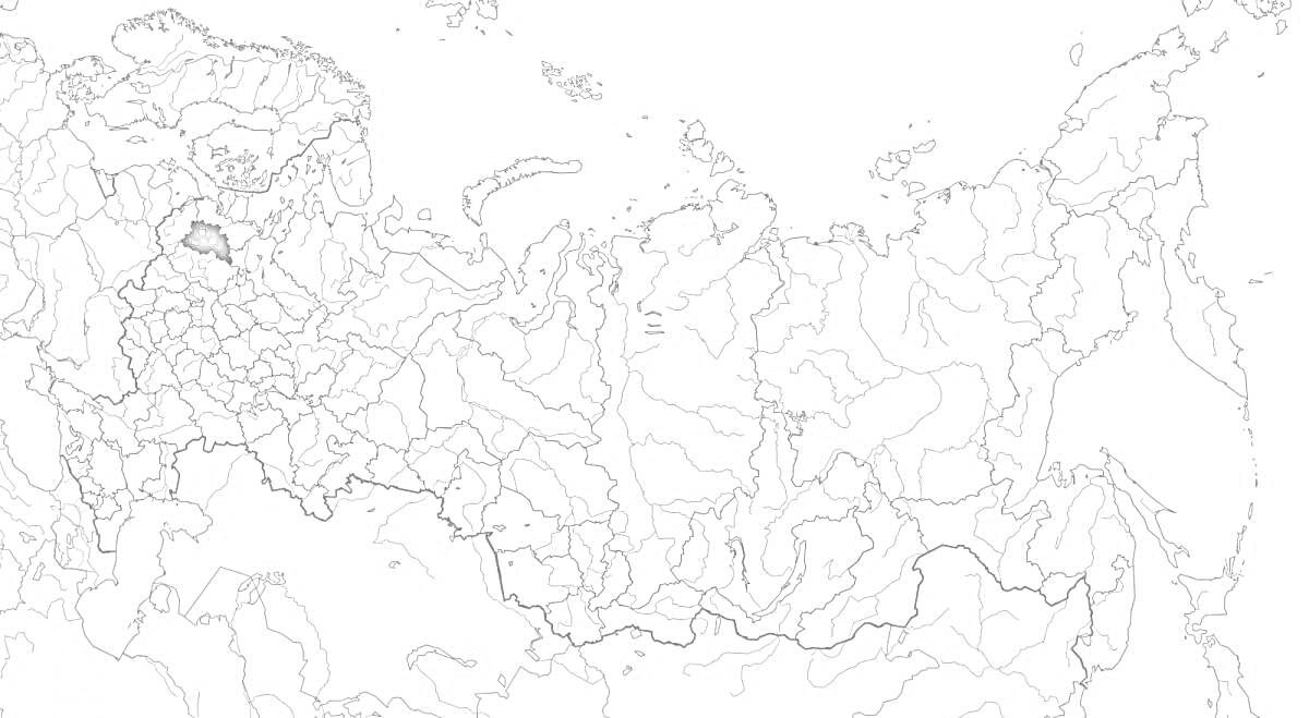 Раскраска Карта России с выделенной Кемеровской областью