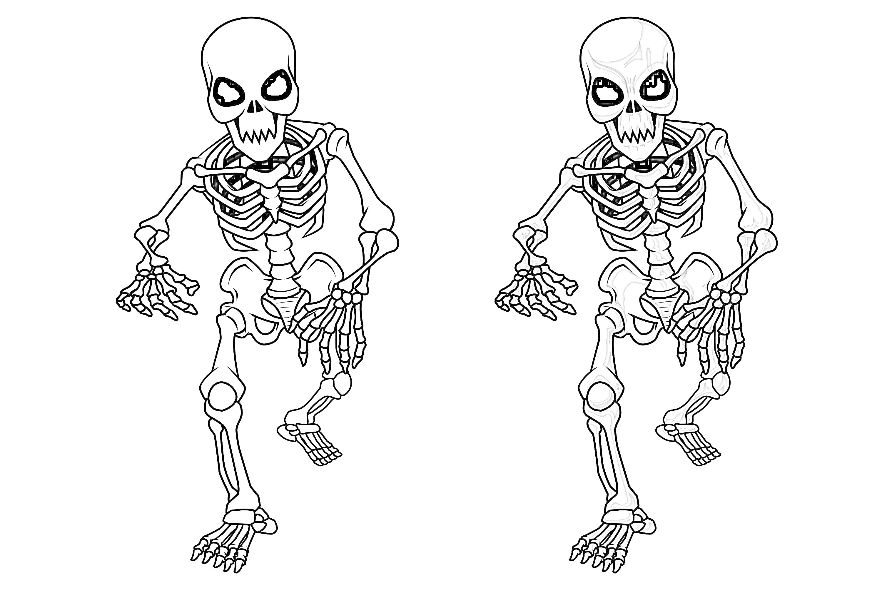 Раскраска Два скелета человека для детей