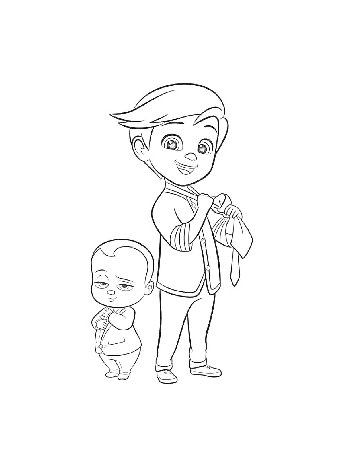 Раскраска Два ребёнка из мультфильма 