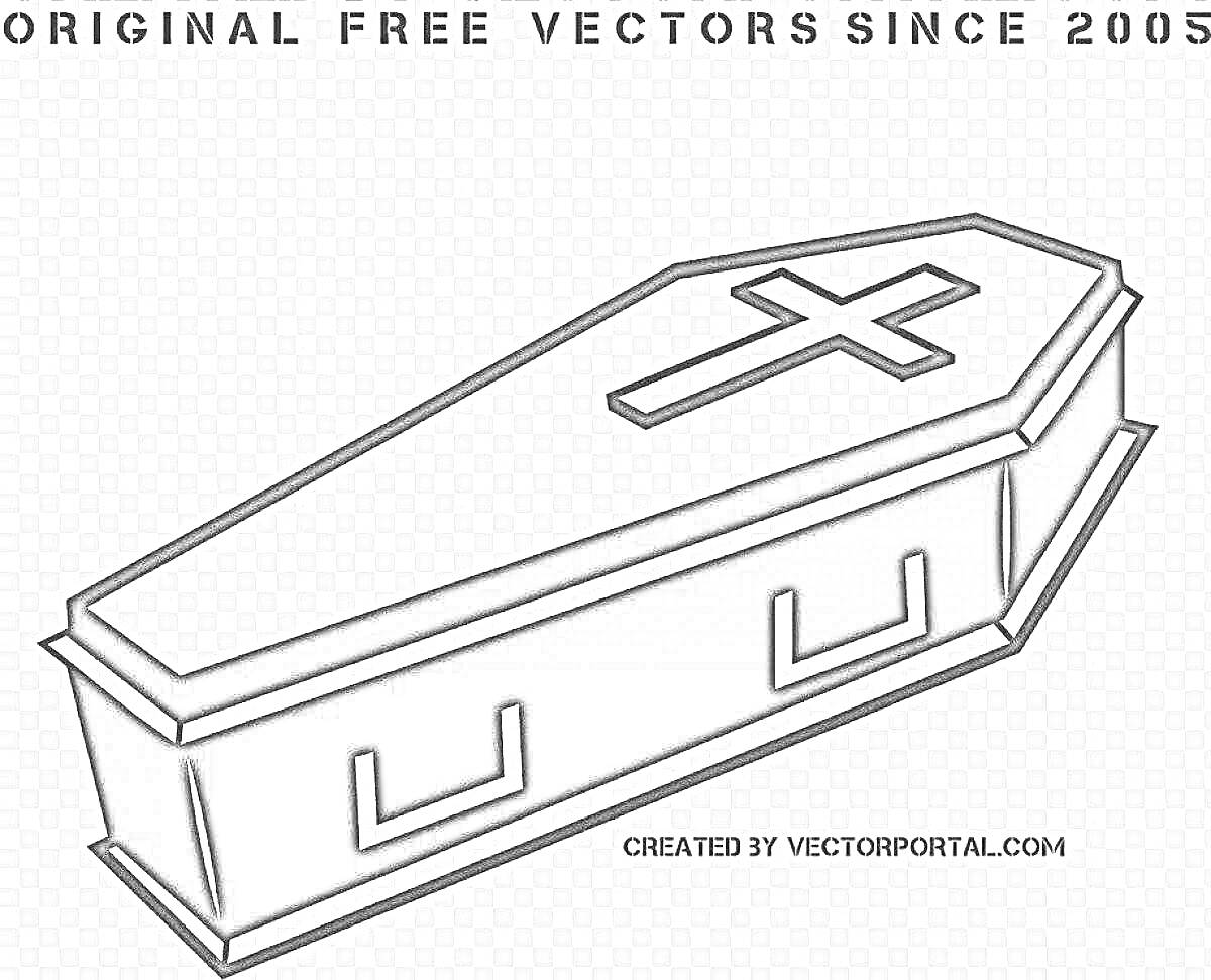 Раскраска Гроб с крестом и ручками