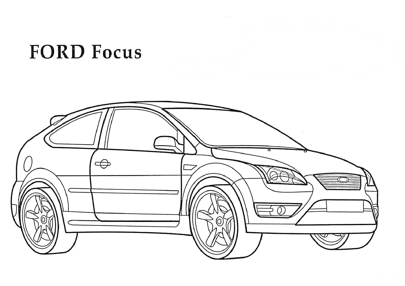 FORD Focus, легковой автомобиль с двумя дверями и пятью колесными дисками