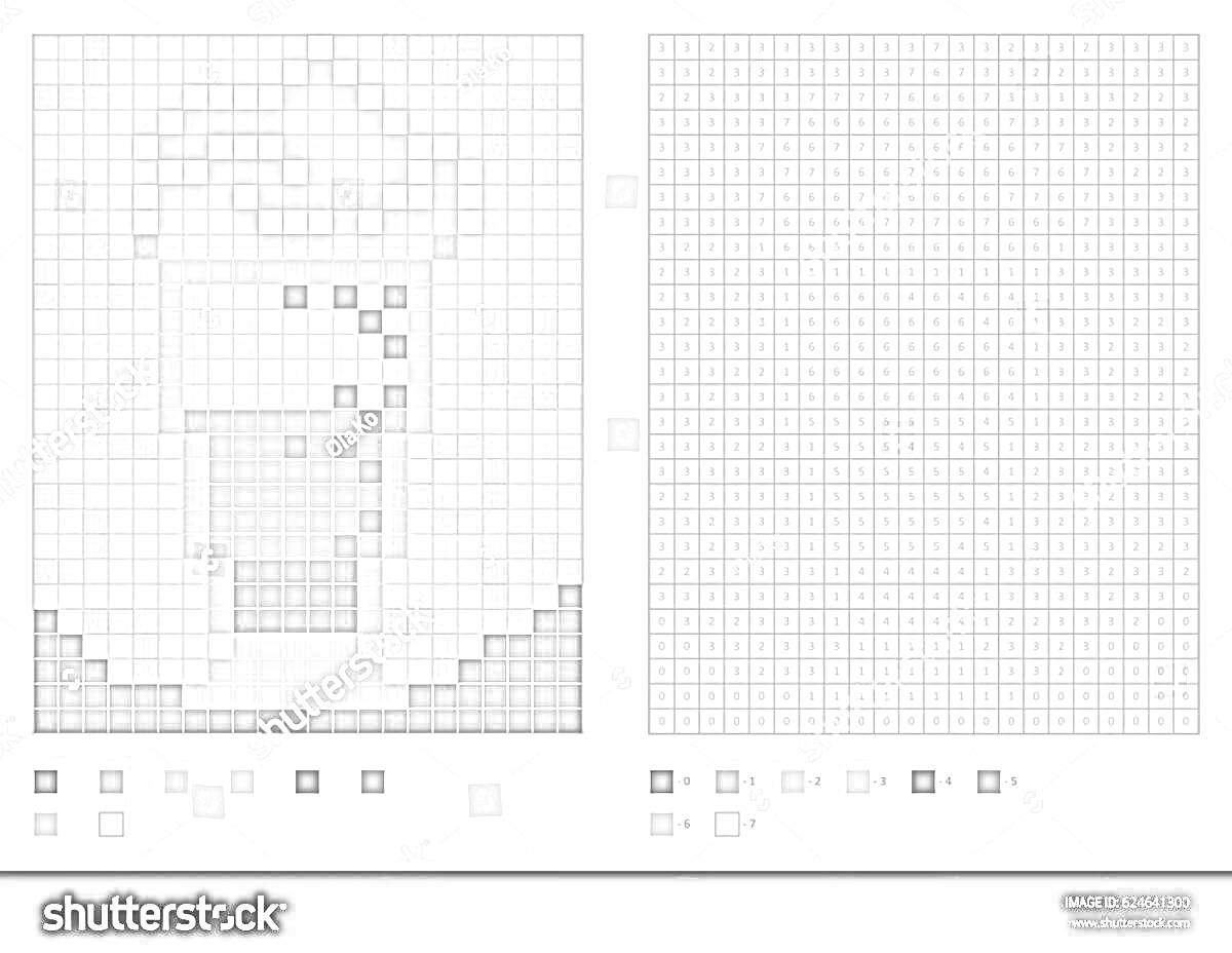 Раскраска Раскраска по номерам, игровая карта для пиксельной игры, изображение капкейка