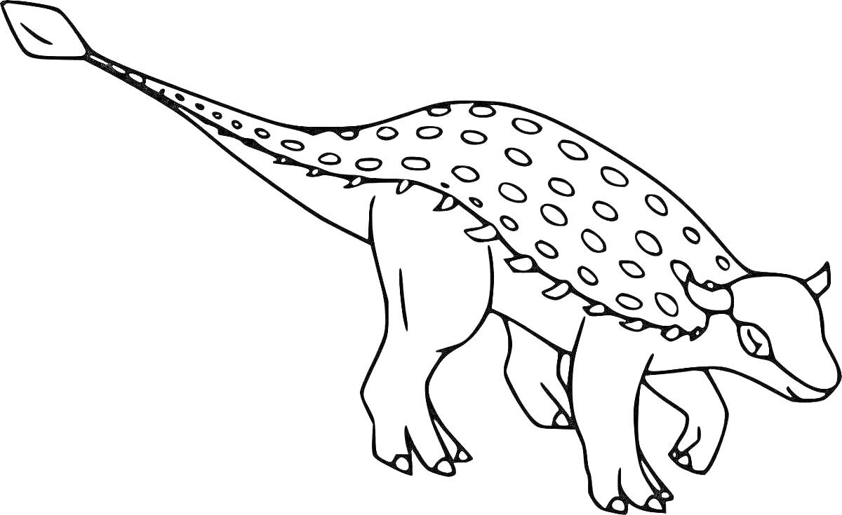 На раскраске изображено: Анкилозавр, Динозавр, Шипы, Хвост, Булава, Животные, Для детей, Древние животные