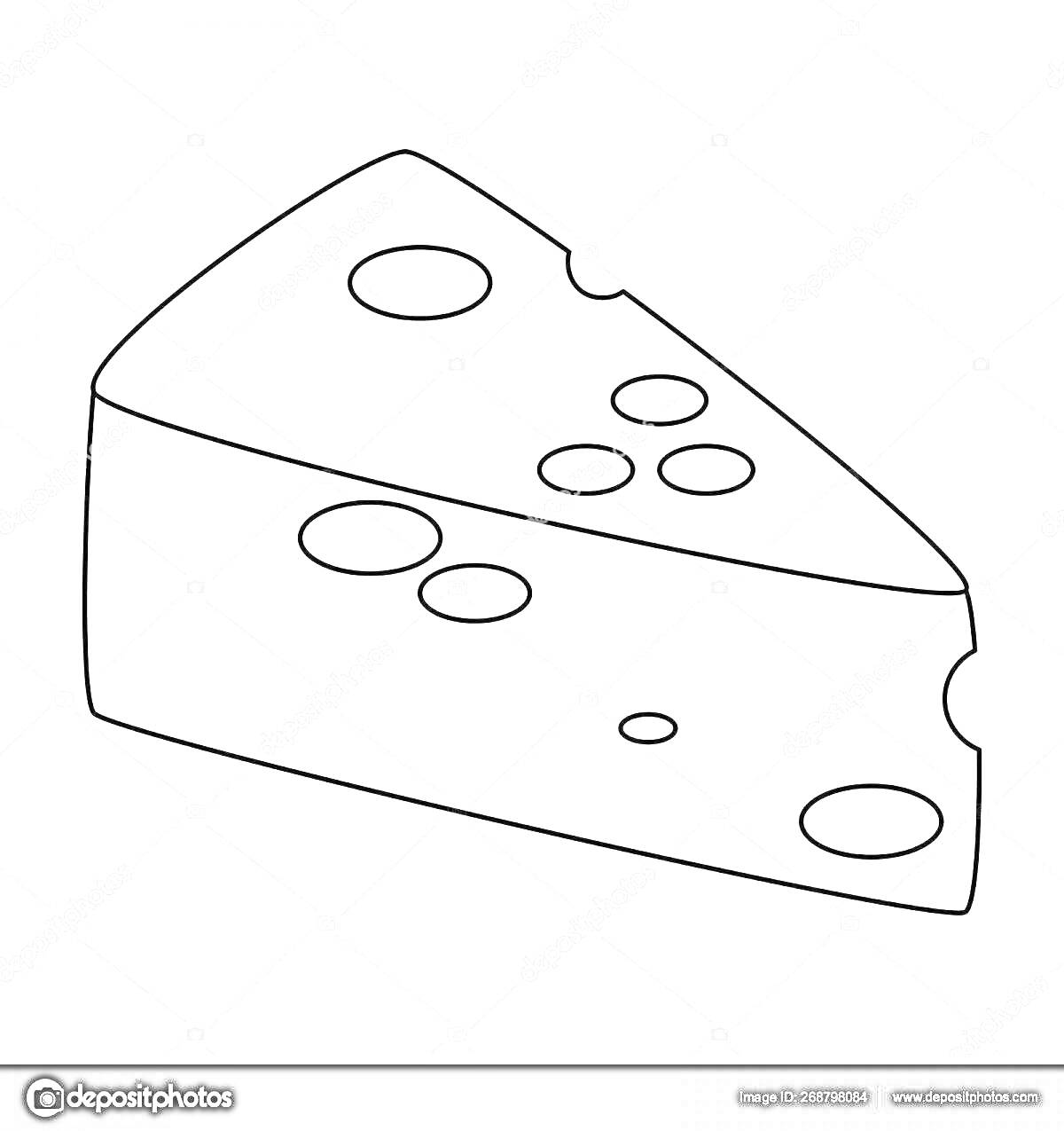 Раскраска Кусок сыра с дырками в виде круга