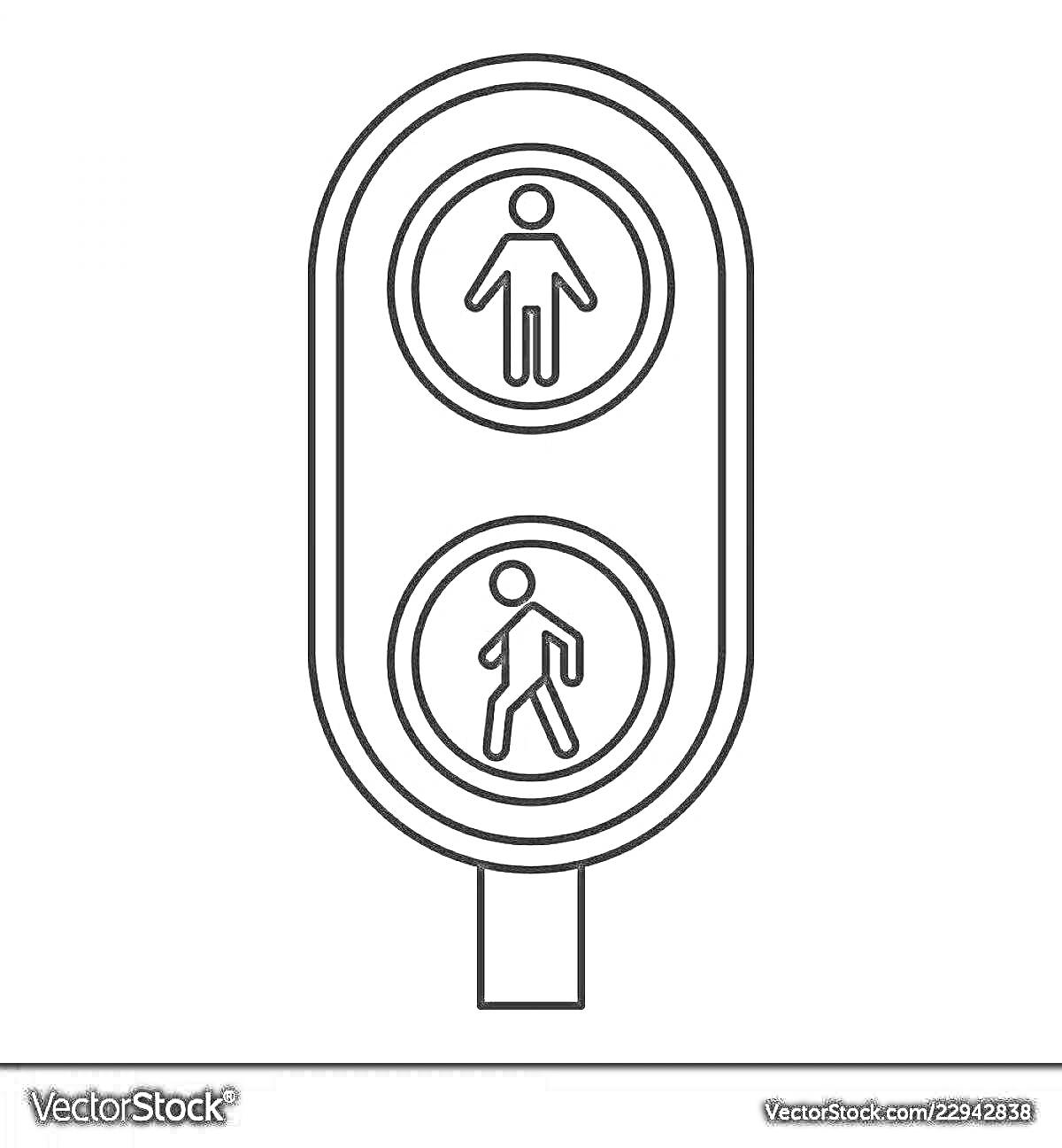Раскраска Пешеходный светофор с неподвижным и движущимся человечками