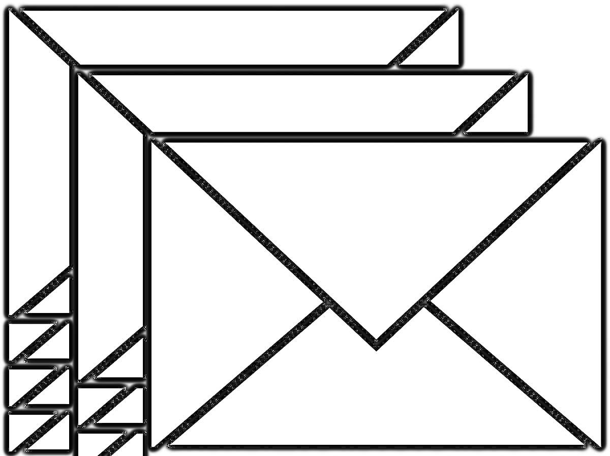 На раскраске изображено: Конверт, Почта, Корреспонденция, Белый, Геометрия, Бумага