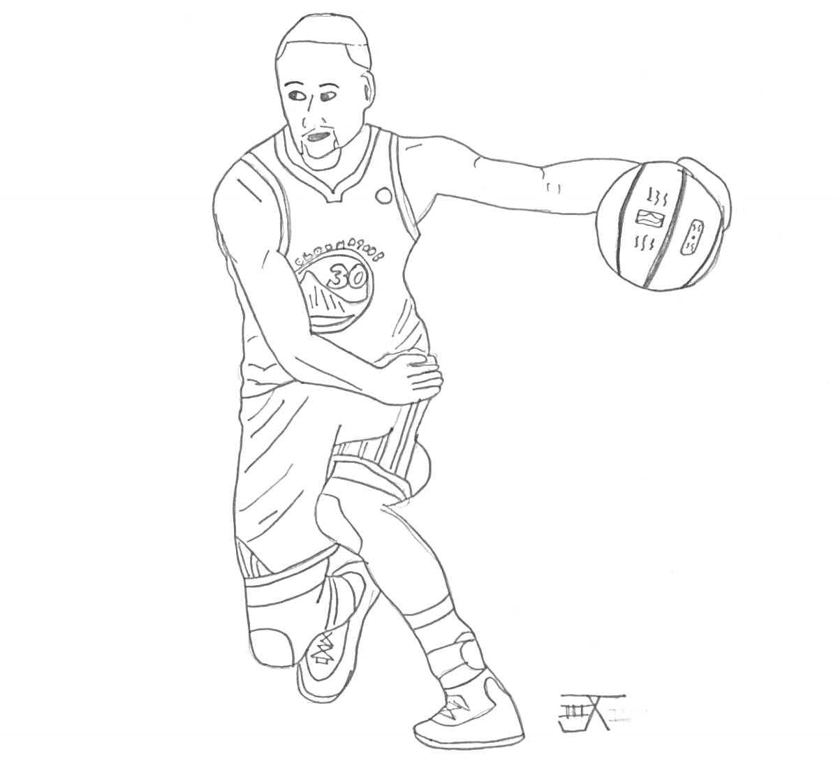 На раскраске изображено: Баскетбол, Спорт, Баскетболист, Движение, Дриблинг