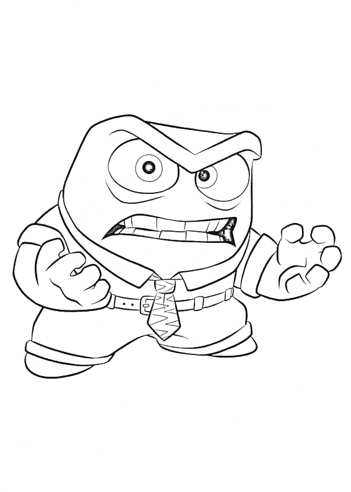 Раскраска Персонаж в костюме с галстуком из мультфильма 