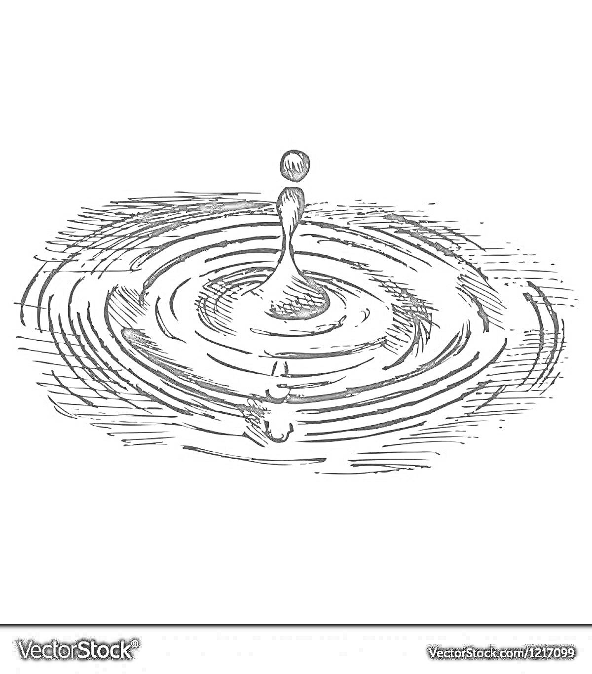 На раскраске изображено: Лужа, Вода, Брызги, Круги, Природа, Иллюстрация