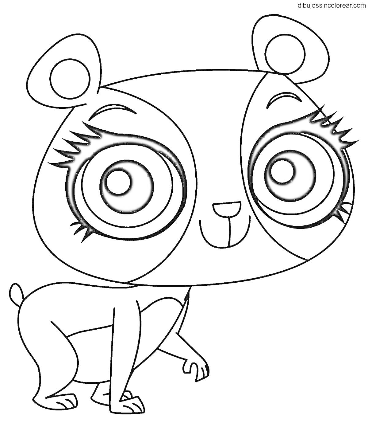 Раскраска Щенок с большими глазами и ресницами из Пет Шоп