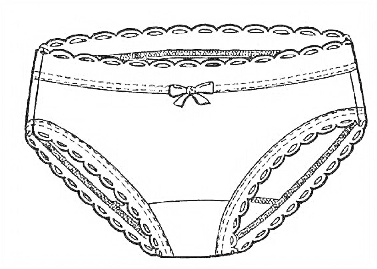 Раскраска Трусы с кружевной отделкой и бантиком
