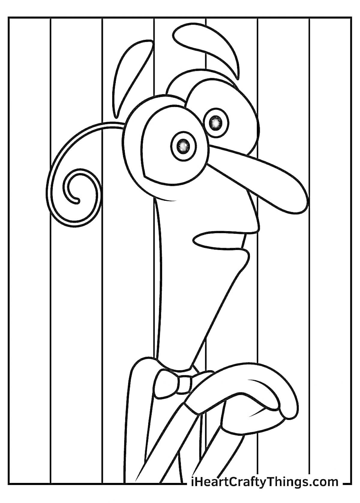 Раскраска Испуганный мультяшный персонаж в галстуке-бабочке