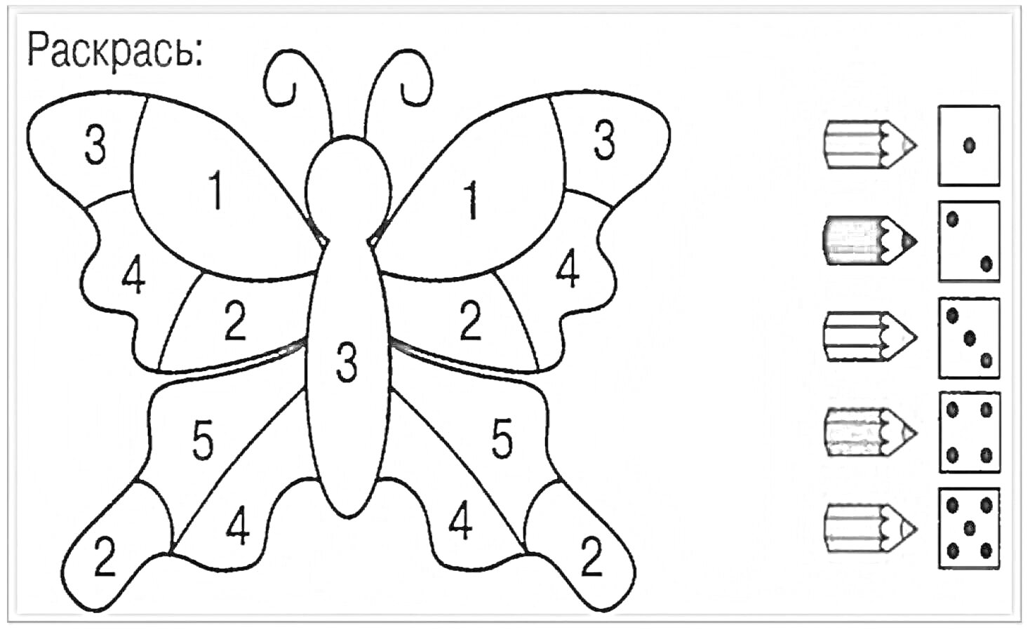 Раскраска бабочка с номерами для раскрашивания