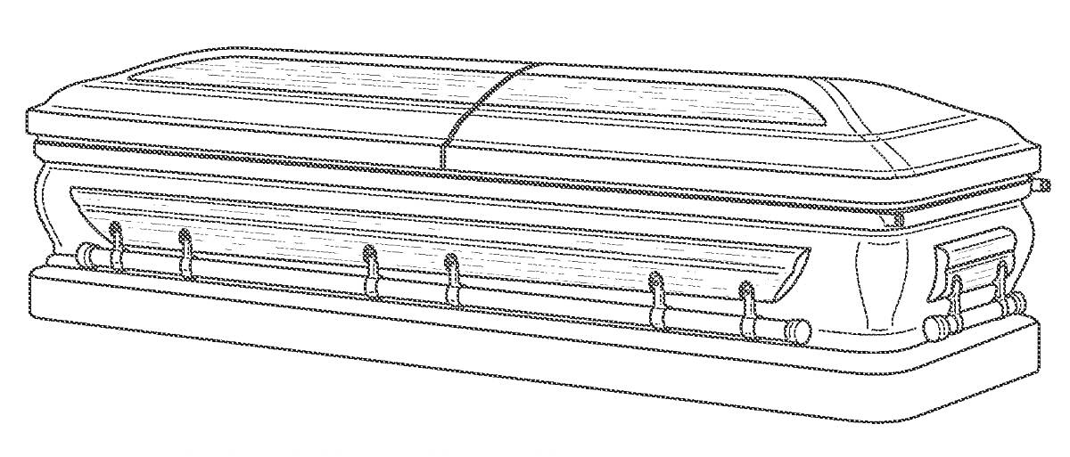 Гроб с металлической отделкой и ручками