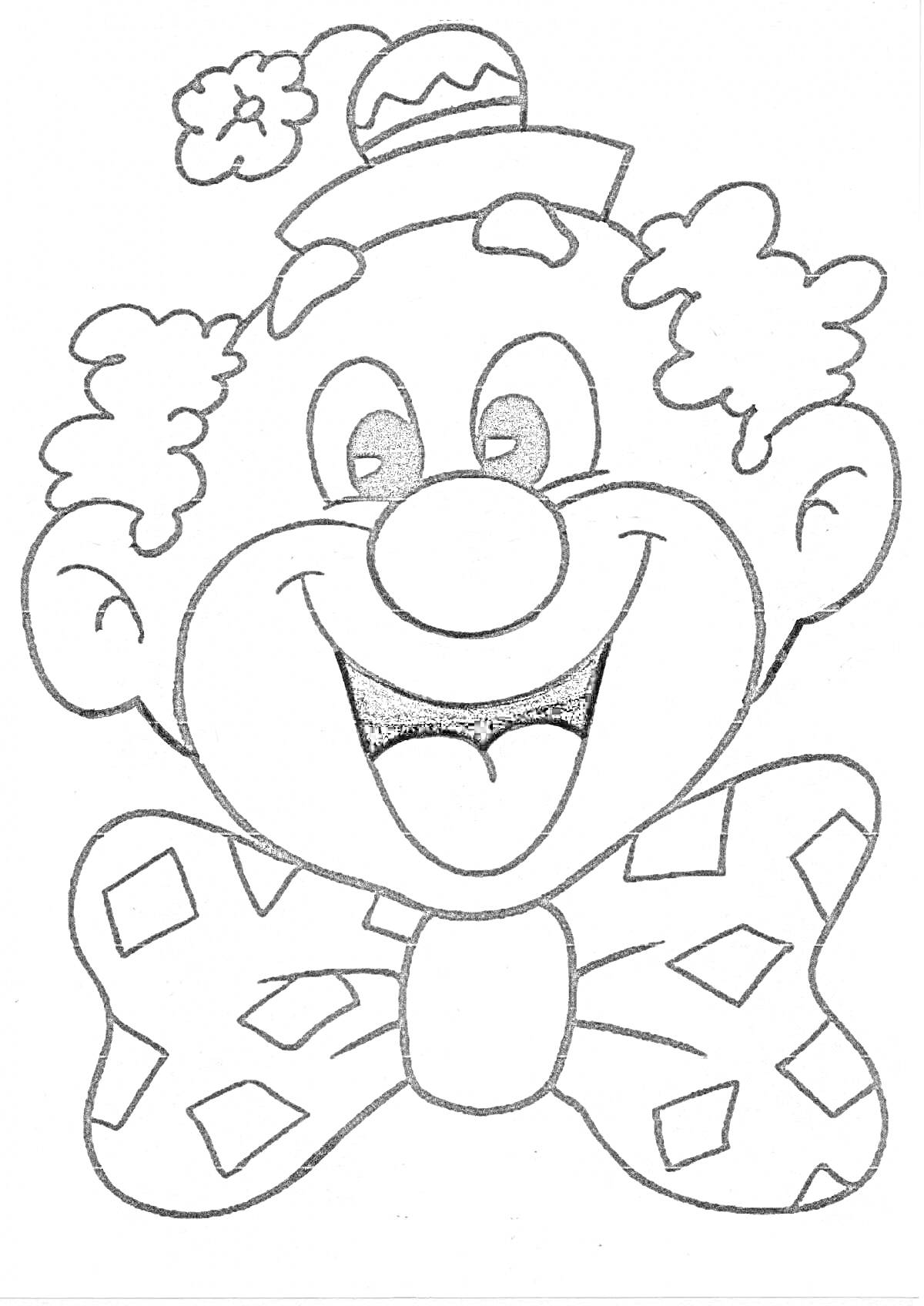 На раскраске изображено: Шляпа, Бант, Смех