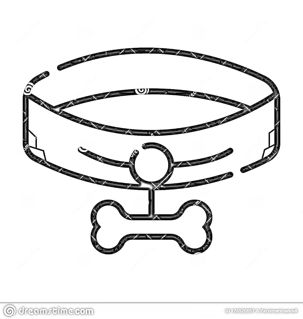 Раскраска Ошейник с брелоком в форме кости