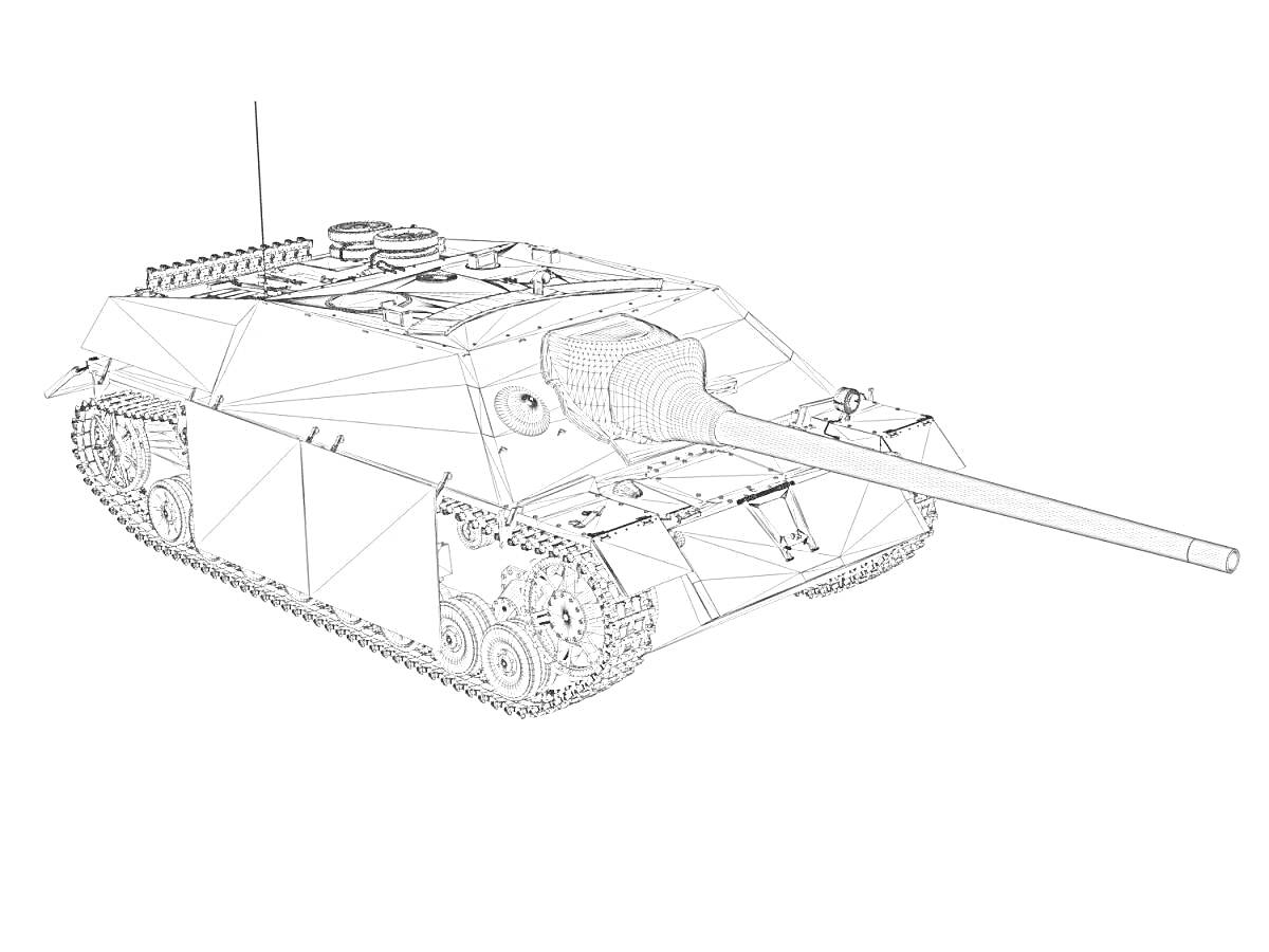 Раскраска Раскраска Ваффентрагер Е100, танк, пушка, гусеницы