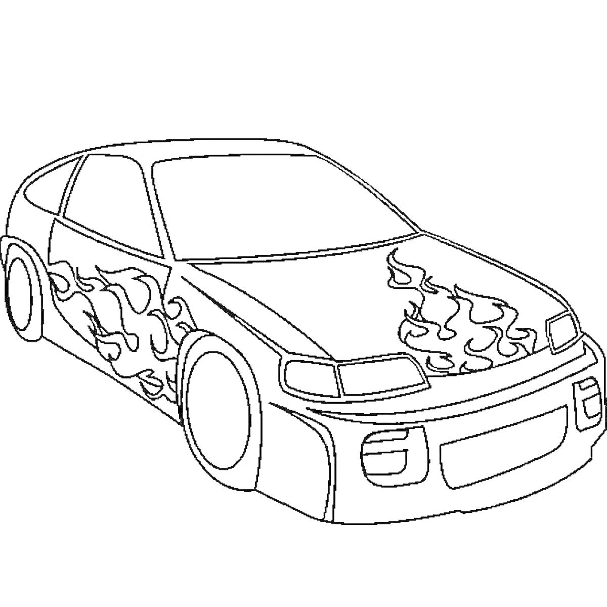 Спортивный автомобиль с пламенным узором