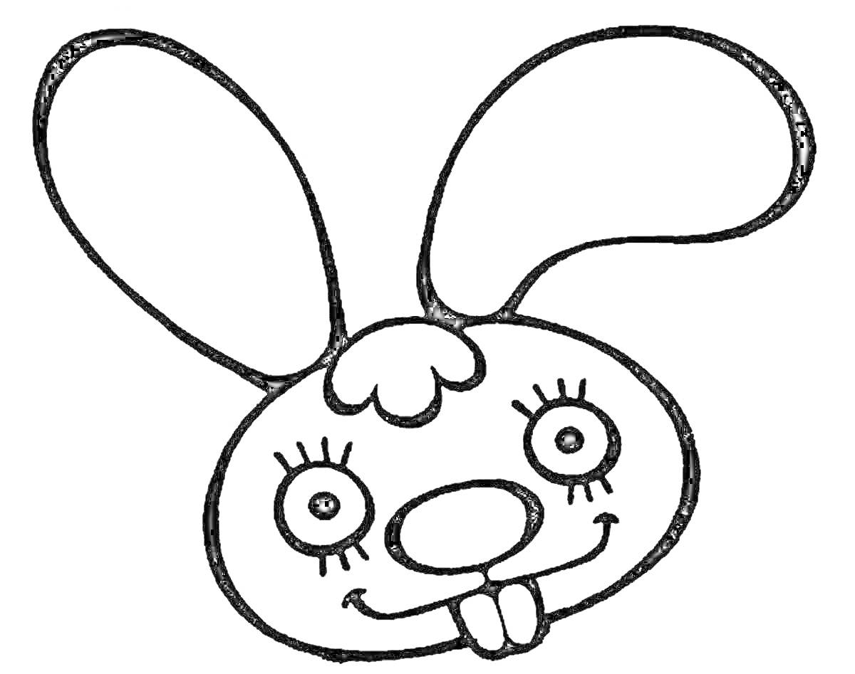 Раскраска Мордочка зайца с большими ушами и высунутым языком