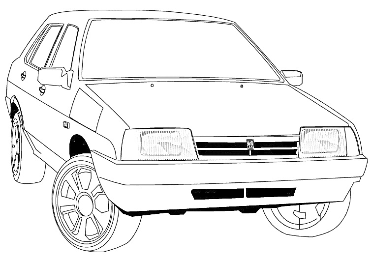 Раскраска автомобиля Жигули с акцентом на переднюю часть кузова и передние фары