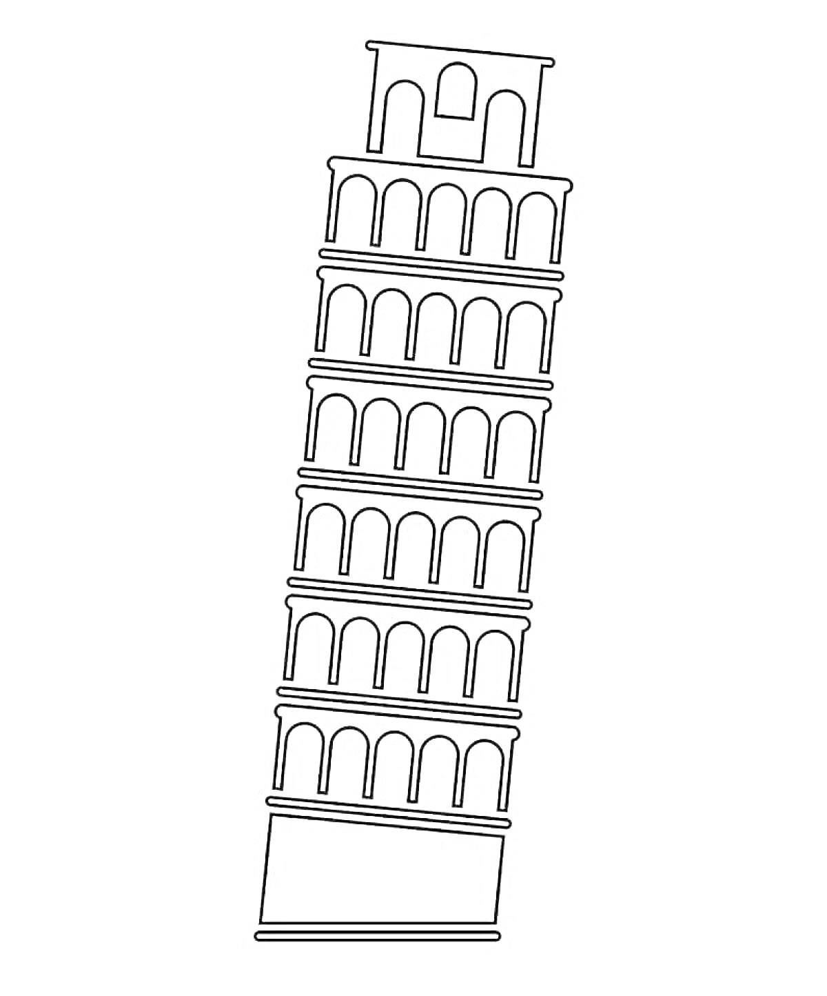 На раскраске изображено: Пизанская башня, Архитектура, Италия, Наклонная башня, Искусство, Творчество