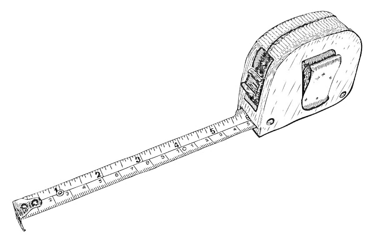 Рулетка с выдвинутой измерительной лентой