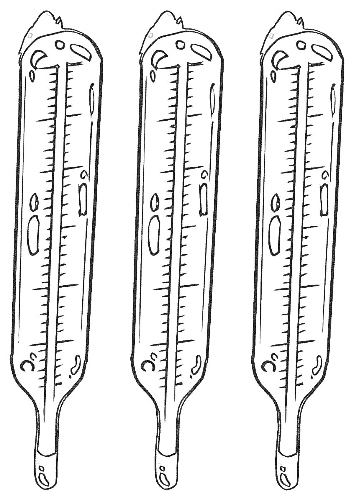 Раскраска Три медицинских термометра