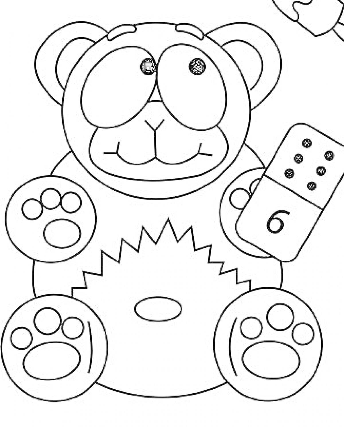 Раскраска Медведь с костяшкой домино
