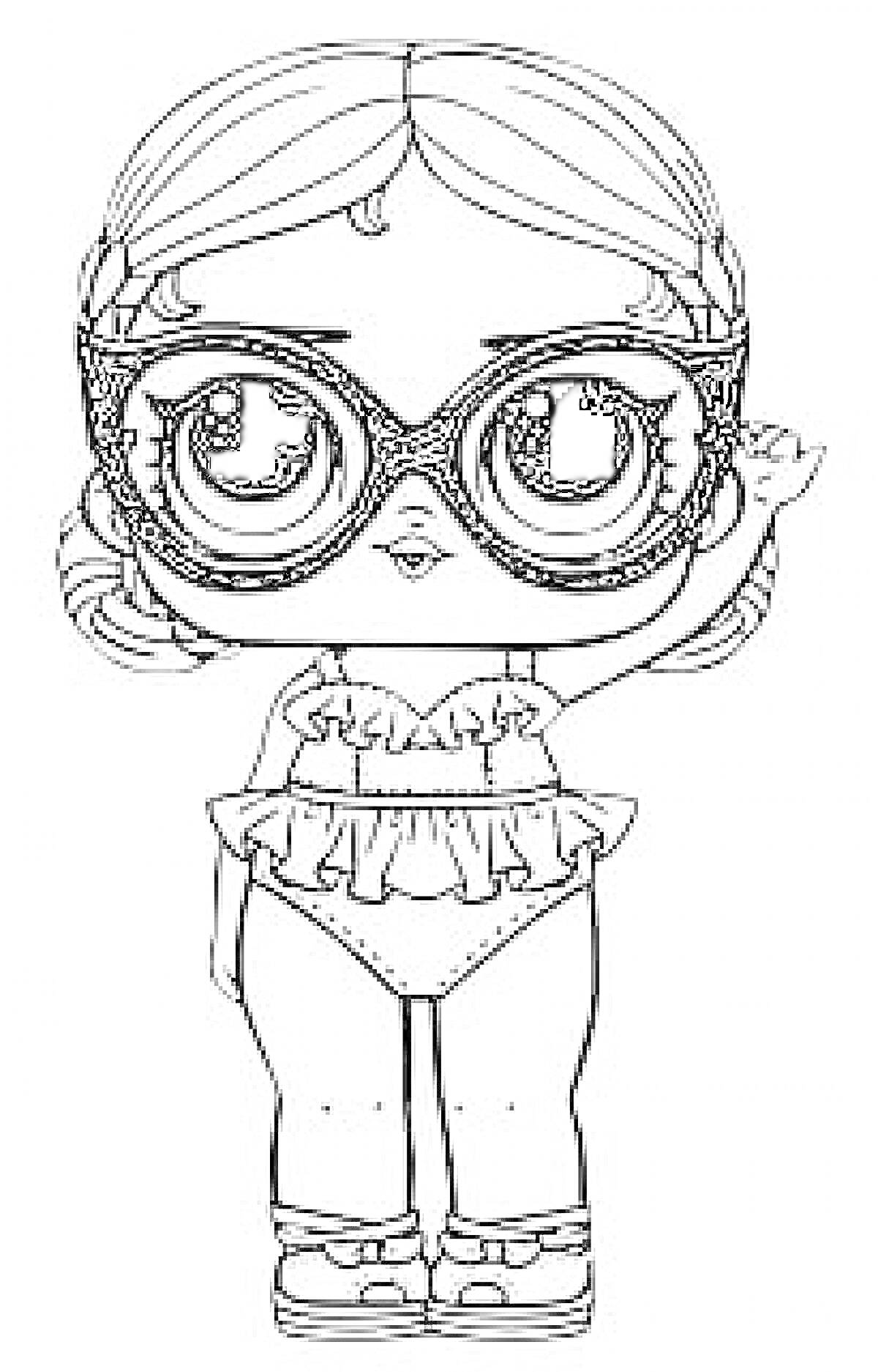 Раскраска Кукла Лол в купальнике и больших очках