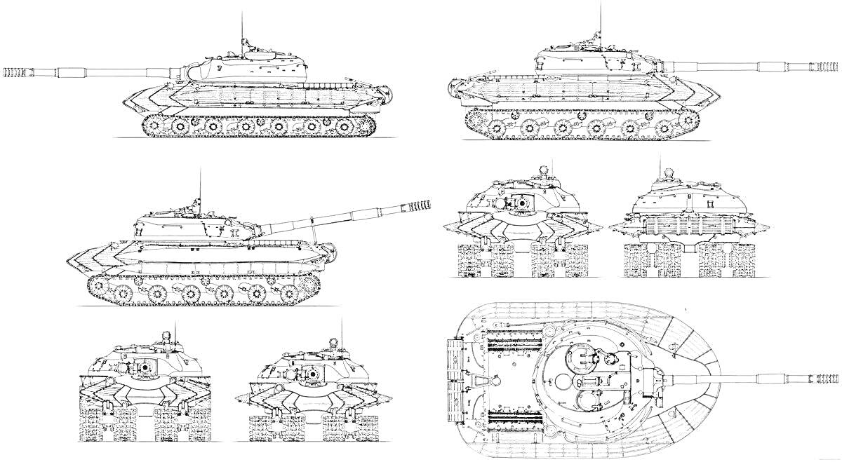 Чертеж танка ИС-3 со всех сторон