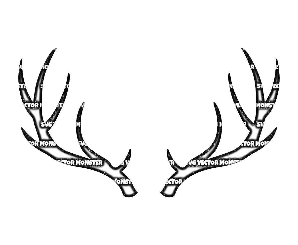 Раскраска Силуэт рогов оленя