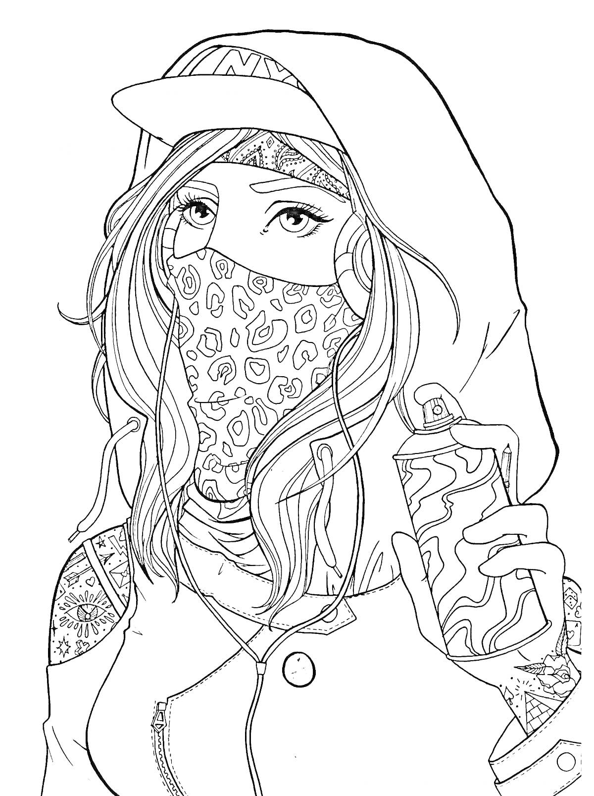 Раскраска Девушка-художница в хиджабе с краской в руках