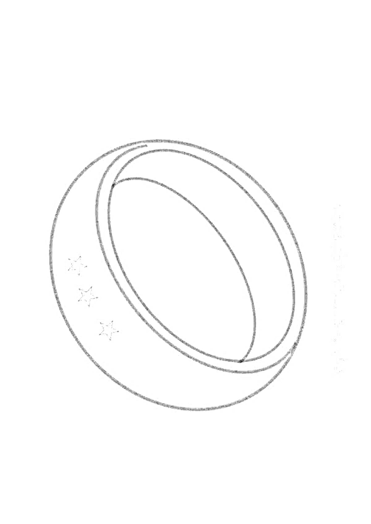 Раскраска кольцо с тремя звёздами сбоку