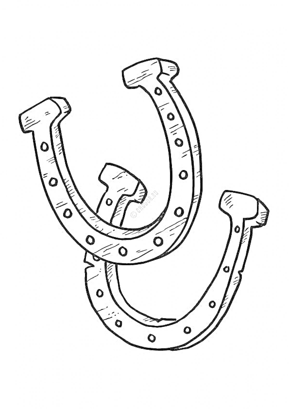 Две пересекающиеся подковы с гвоздиками