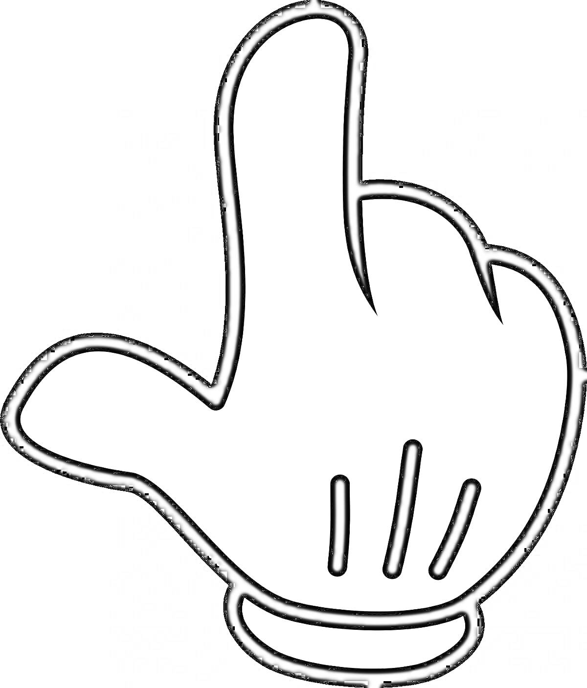 На раскраске изображено: Рука, Указательный палец, Вверх