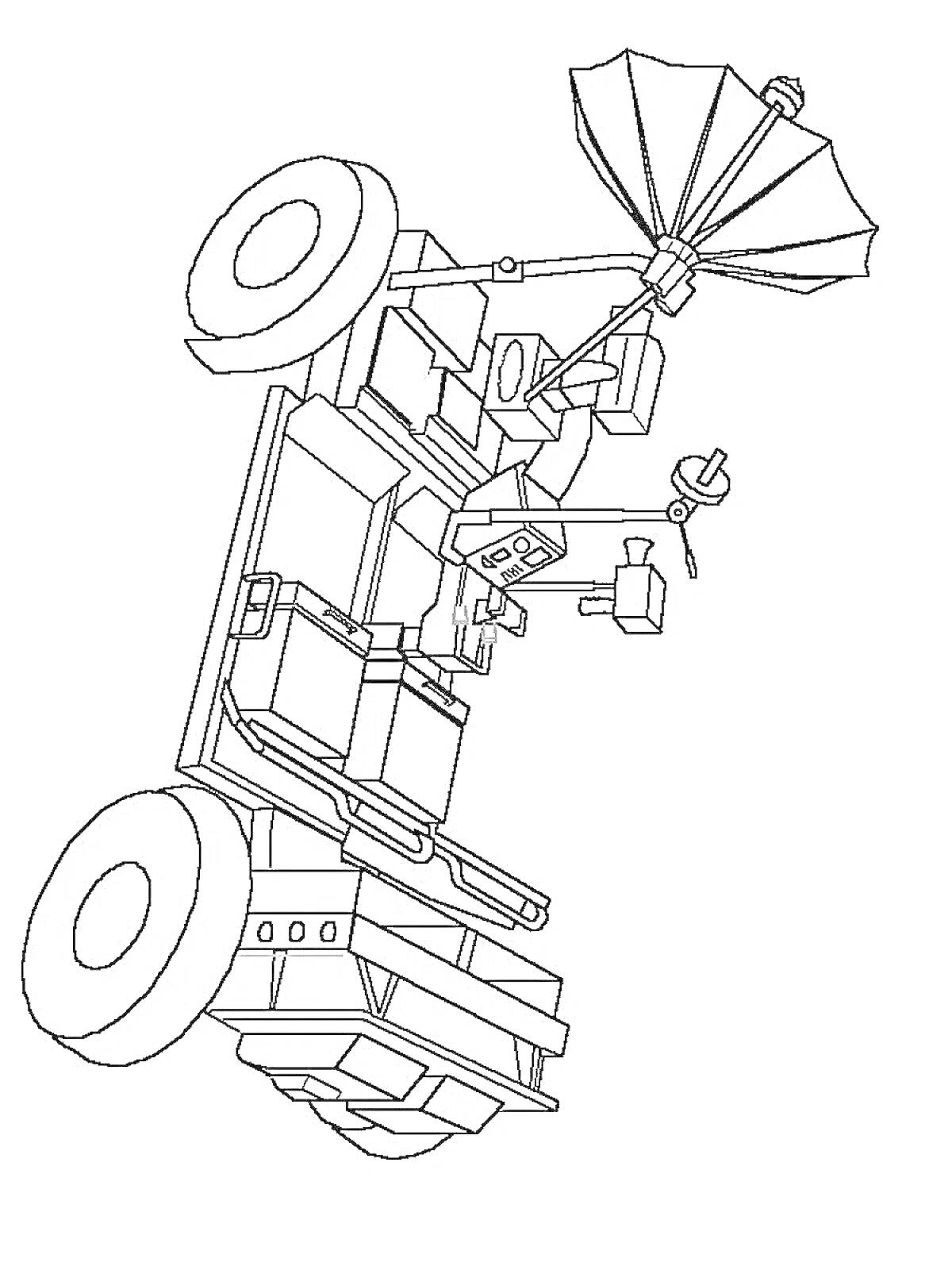 Раскраска Лунный ровёр с антеннами и оборудованием