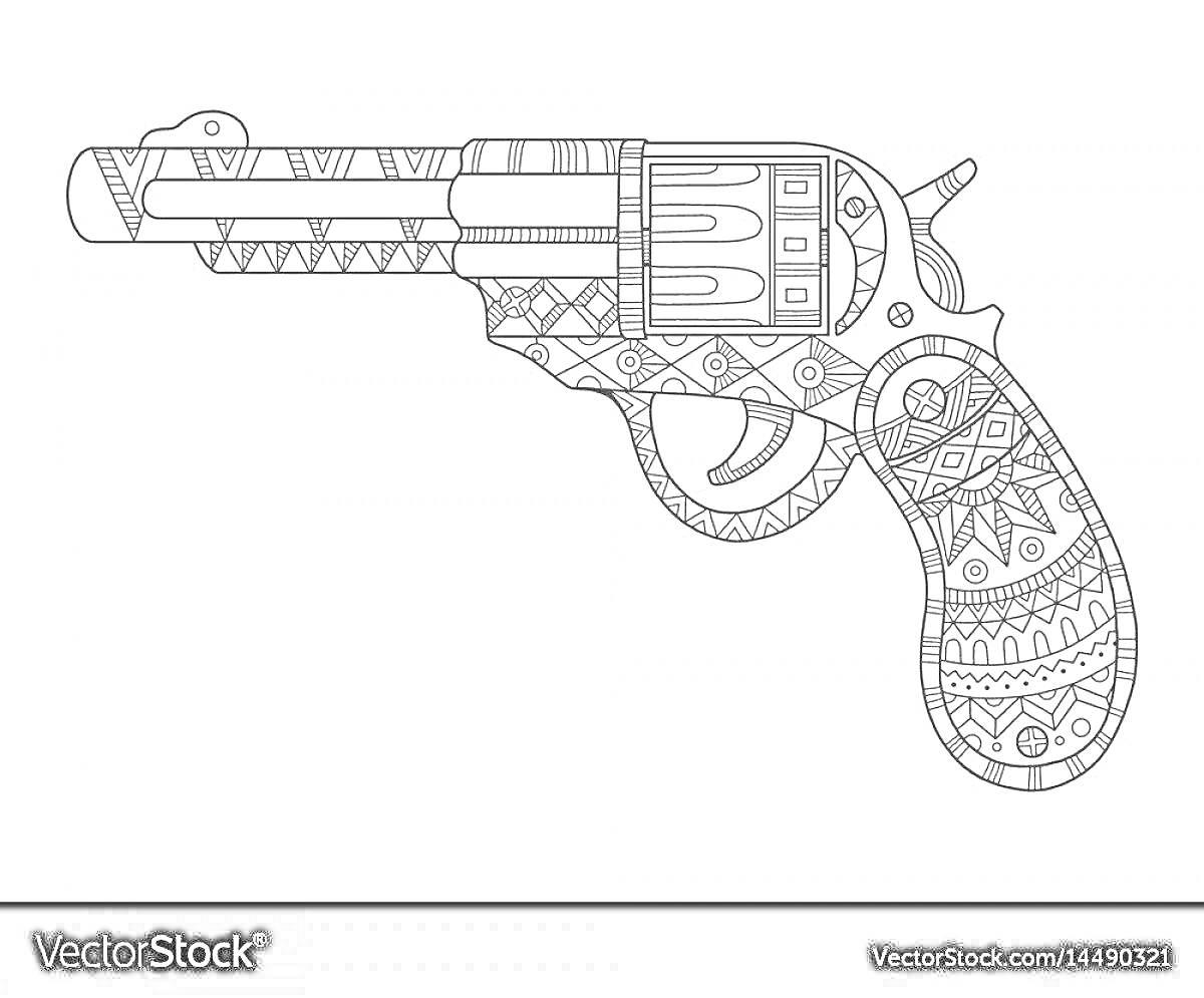Раскраска Раскраска пистолета с узорами