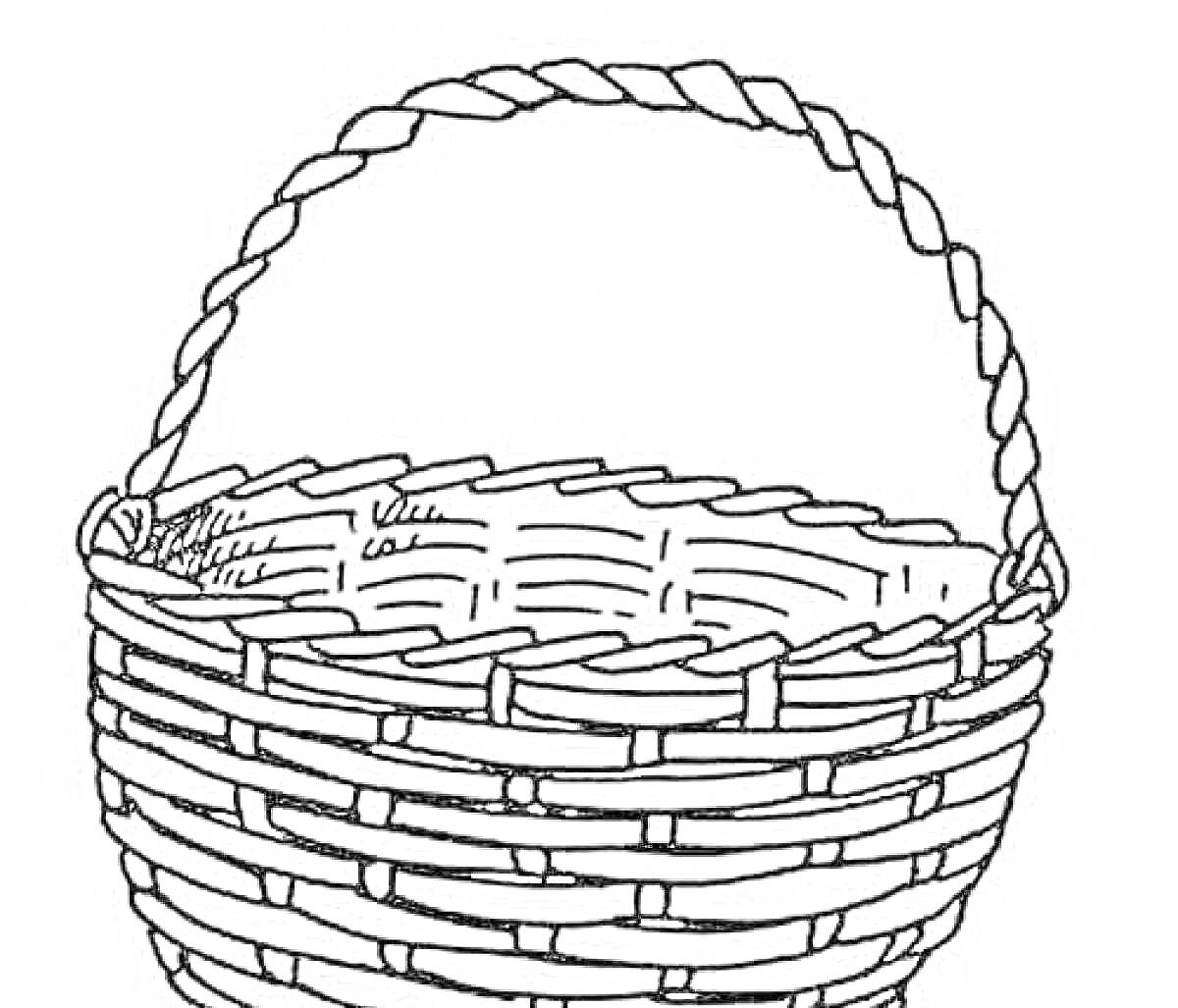 Раскраска Плетеная корзина с ручкой